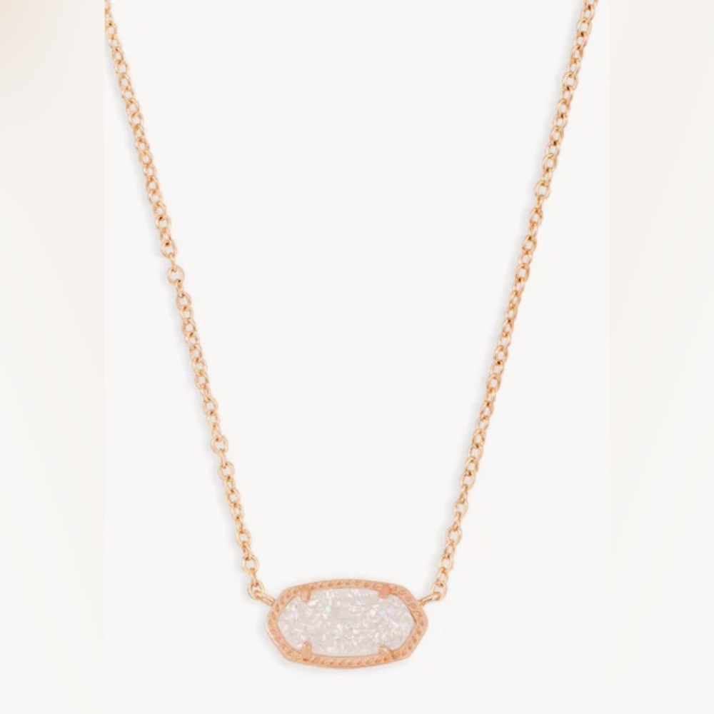 Elisa Rose Gold Pendant Necklace in Iridescent Drusy